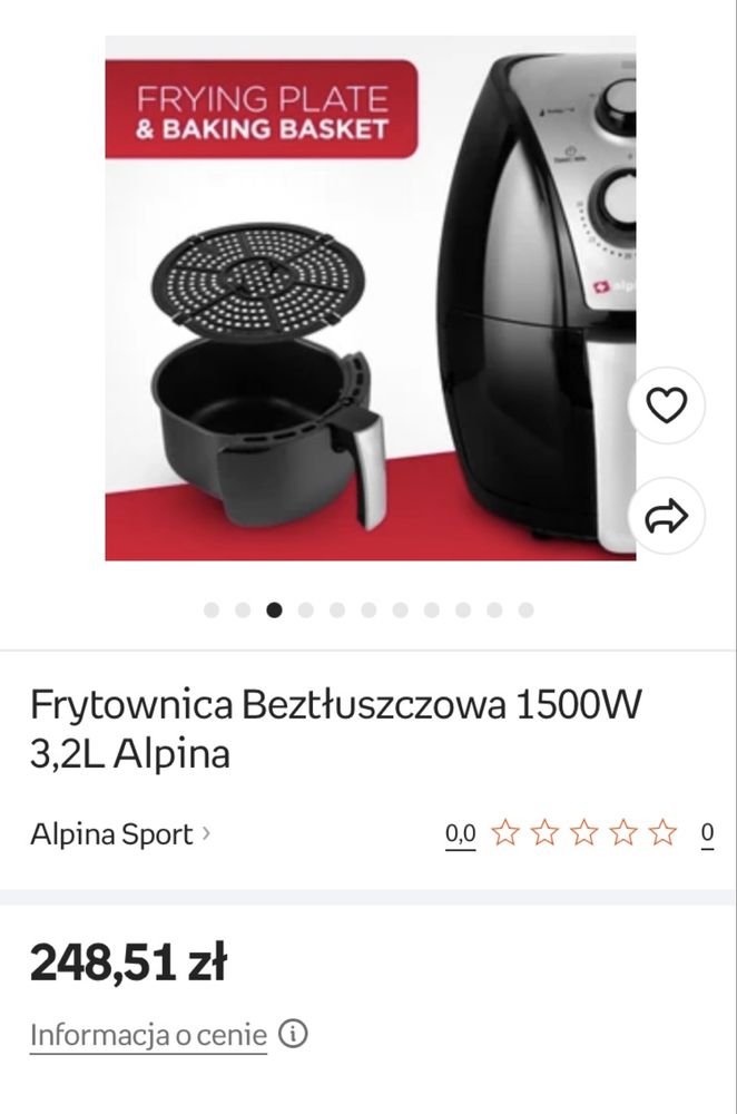 AirFrayer/Frytkownica beztłuszczowa ALPINA