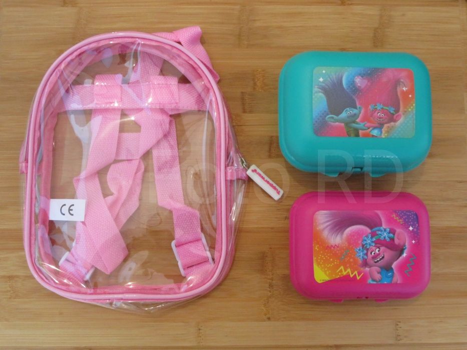 Tupperware Conjunto Ostras Trolls + Mochila Novas