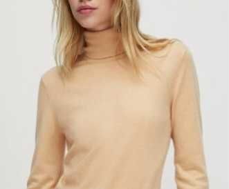 Sweter Golf Massimo Dutti camel beżowy r. L z wełna kaszmir