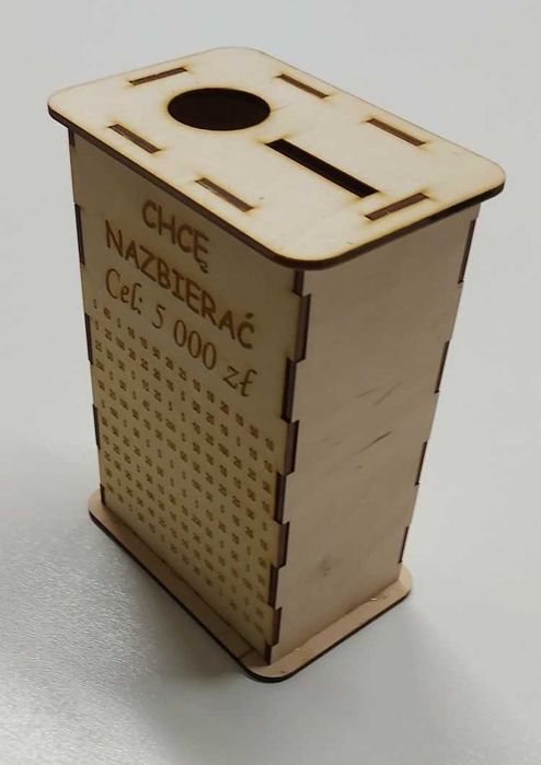 Skarbonka wykreślanka cel 5000 Twój tekst personalizacja 8x12x17cm