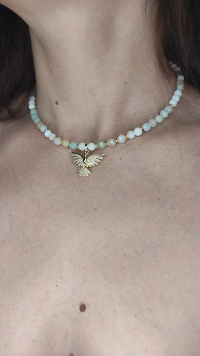 Чокер кольє намисто з натуральних каменів позолота