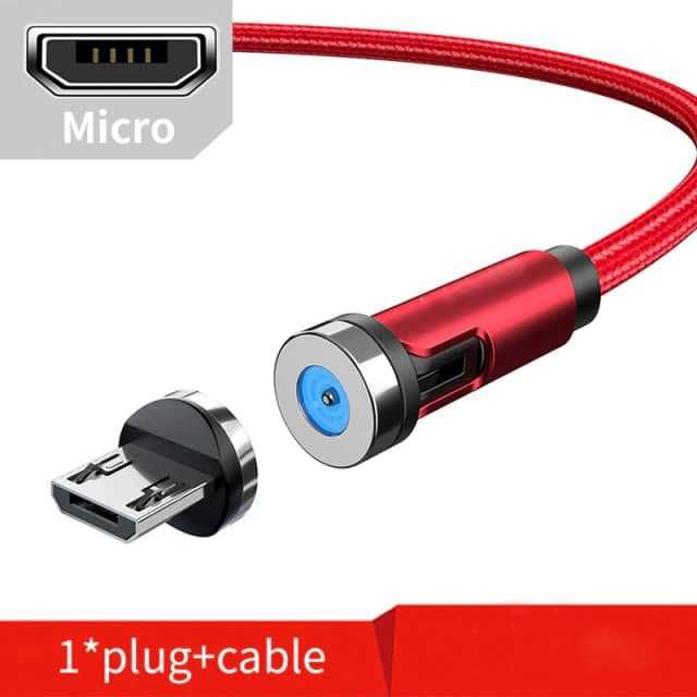 Магнитный зарядный кабель USB  на 360 град (type C, lightening, micro)