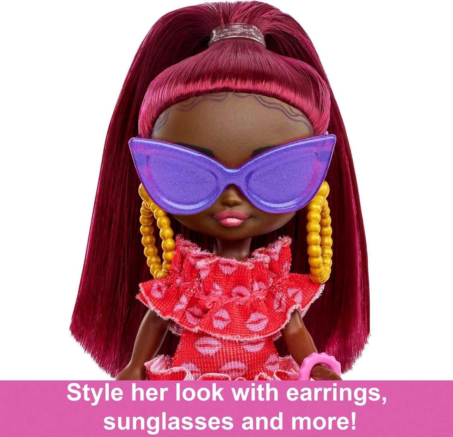 Barbie Extra Mini Minis . Барбі Екстра Міні з бордовим волоссям