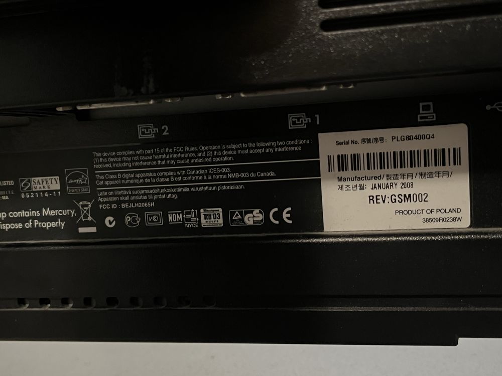 2 szt Monitor Hp lp2065 z funkcją pivot poziomy i pionowy monitor