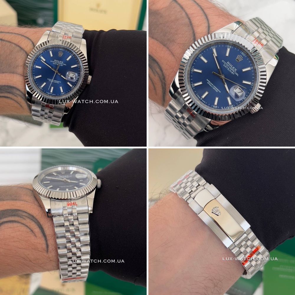 Мужские часы Rolex DateJust 41 Silver-Blue Ролекс