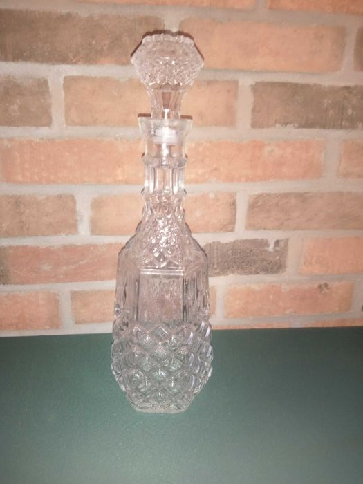 Karafka szklana wysoka 35,50cm + ozdobna butelka z napisem bimber