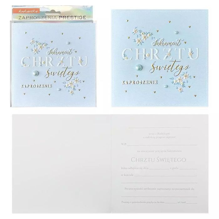 Zaproszenie Chrzest 5szt. Kukartka