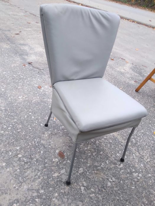 Komplet 4 krzeseł krzesła skórzane metalowe super wygodne FV DOWÓZ