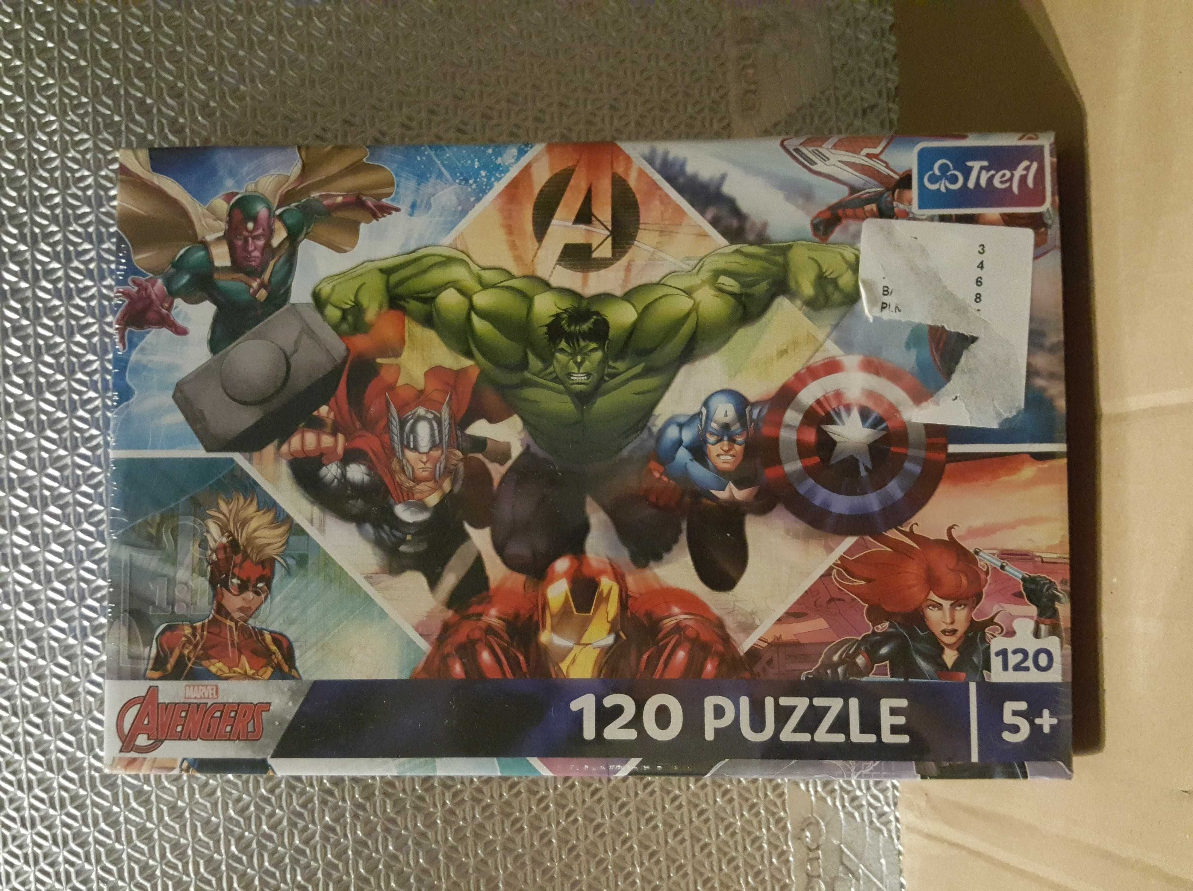 Puzzle Waleczni Avengersi MARVEL HULK IRONMAN 8+ 120 el. Trefl
