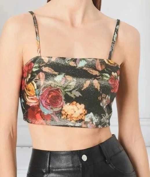 Modny wzorzysty crop top w kwiaty must have bestseller