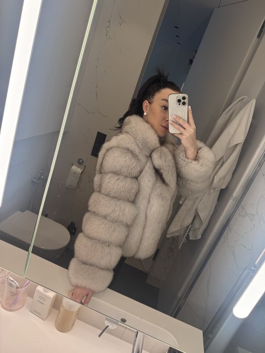 Naturalne futro z Norki Biało/Szare