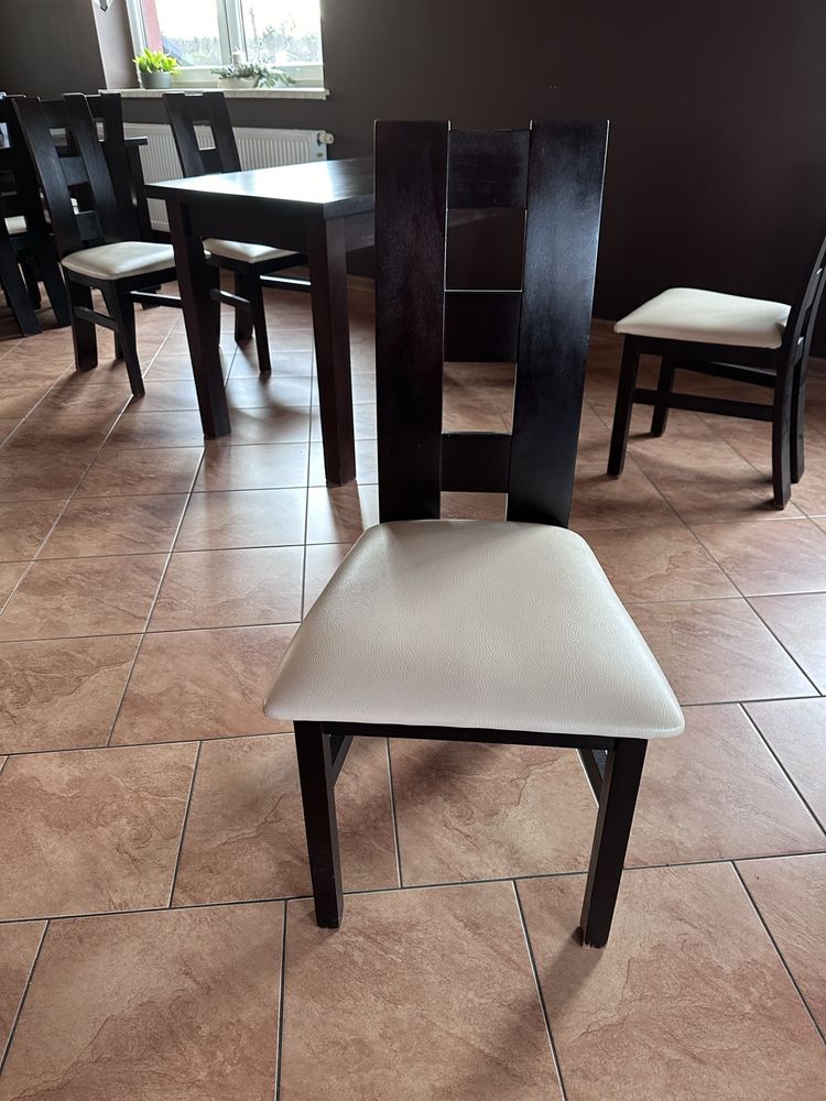 Stół + 4 krzesła, wenge, stan bdb