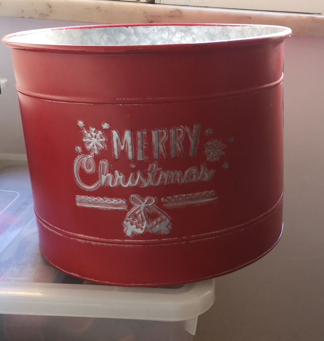 Balde/Cesto Metal Merry Christmas