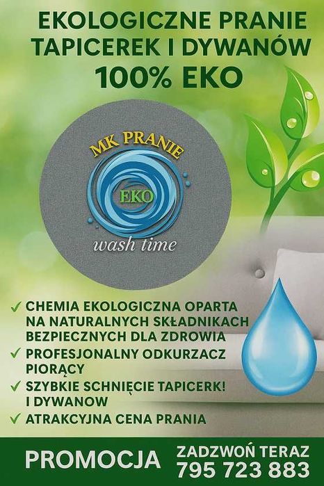 Ekologiczne pranie tapicerki - 100% EKO Bezpieczne dla Ciebie i Dzieci