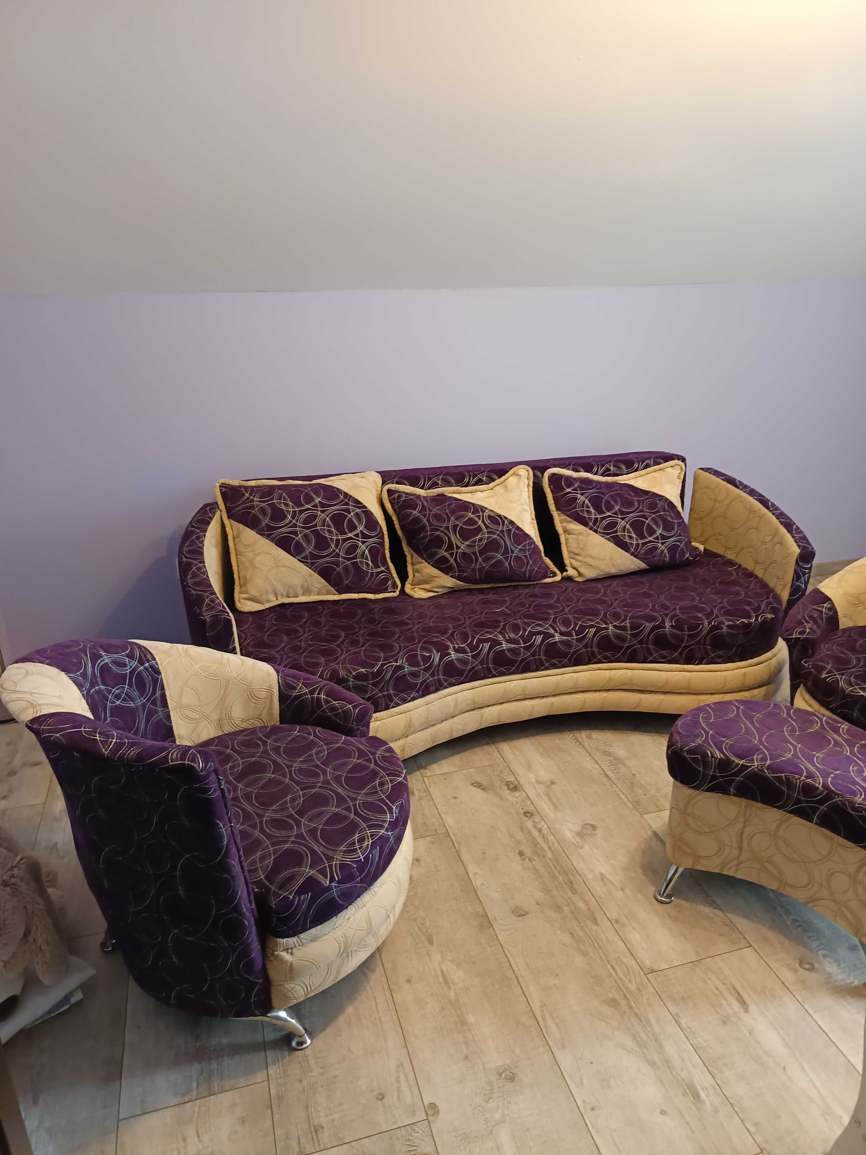 Sofa 2 fotele i pufa