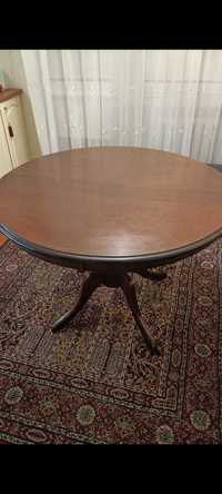 Stół okrągły drewniany, używany , rozkładany,ciemny orzech