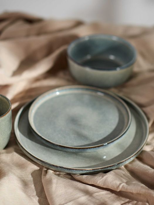 Talerz niebieska ceramika kamionka | 4 SZTUKI