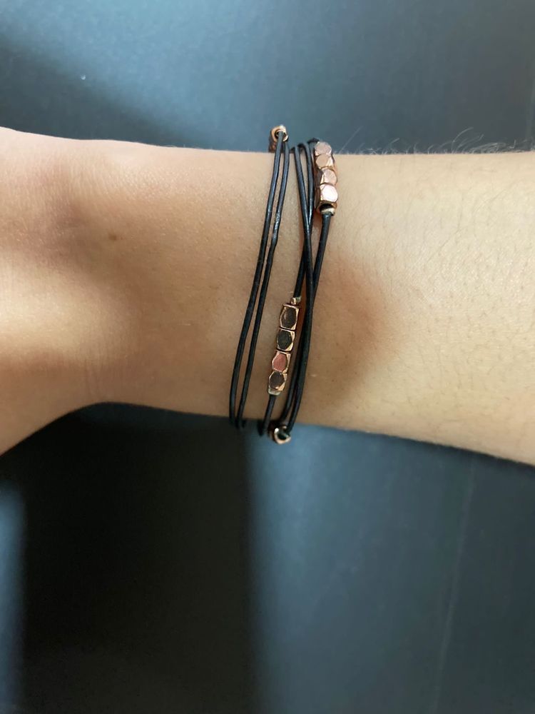 Pulseira Fossil em couro preto