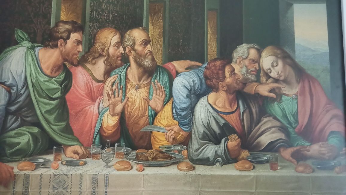Obraz Ostatnia Wieczerza 90x60 biała rama
