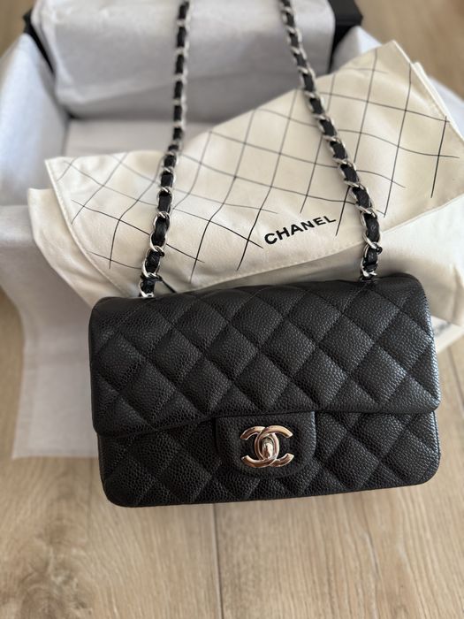 Сумка chanel Flap bag caviar leather, оригинал шанель