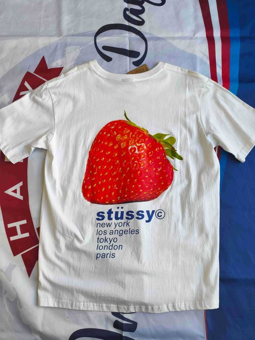 Stussy Męska Biała Koszulka z Nadrukiem L