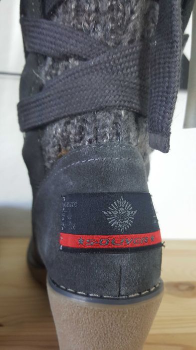 Nowe kozaki Botki S-Oliver Szare Skóra naturalna Zamsz rozm. 40