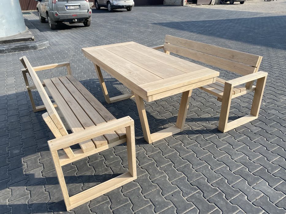 Stół z ławkami dąb komplet