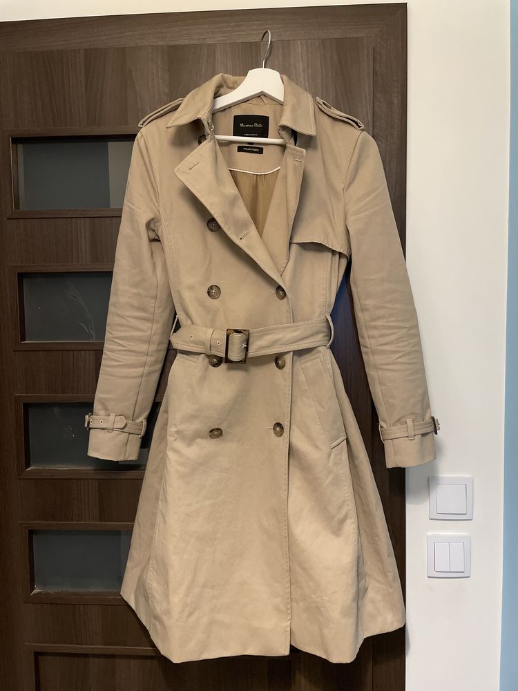 Massimo Dutti trencz XS/S beżowy