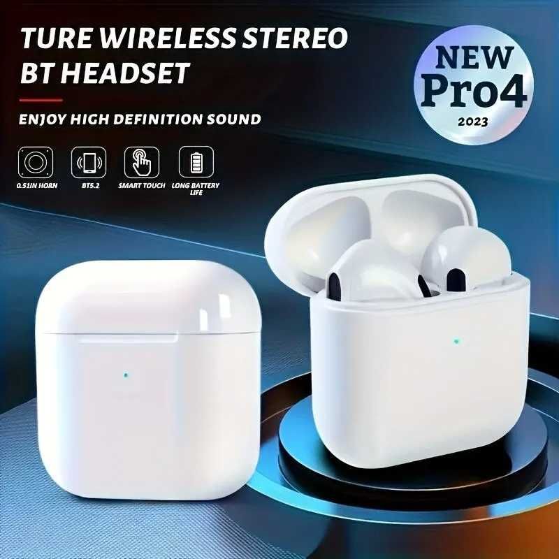 Новые TWS Pro 4 Беспроводные Наушники Wireless Bluetooth/блютуз Белые