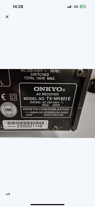 Am/Fm 7.1 Amplituner Onkyo TX-NR-801E, 7*135 W