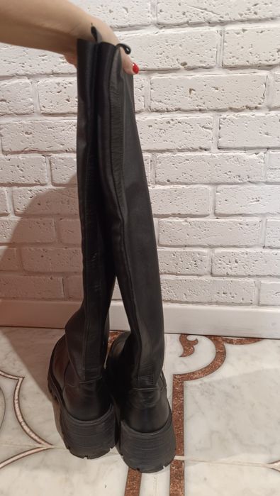 Зимові шкіряні ботфорти