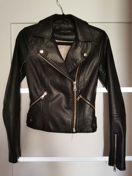 Kurtka ramoneska czarna skórzana S