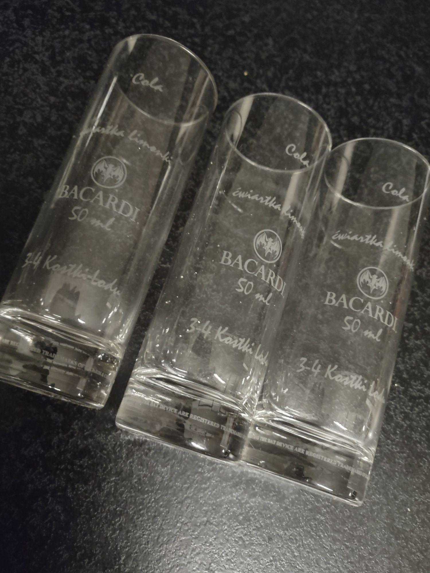 3x szklanki long Bacardi wysokie