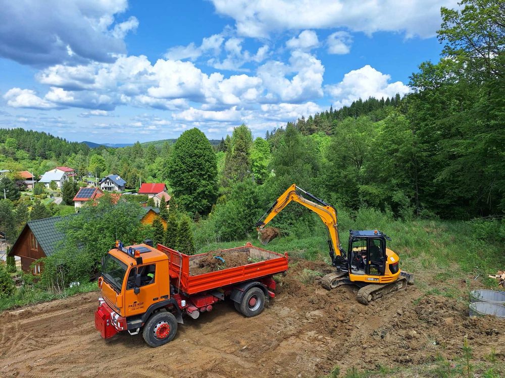 Uslugi koparka Kruszywa Transport Wykopy Drogi Ziemia Piasek