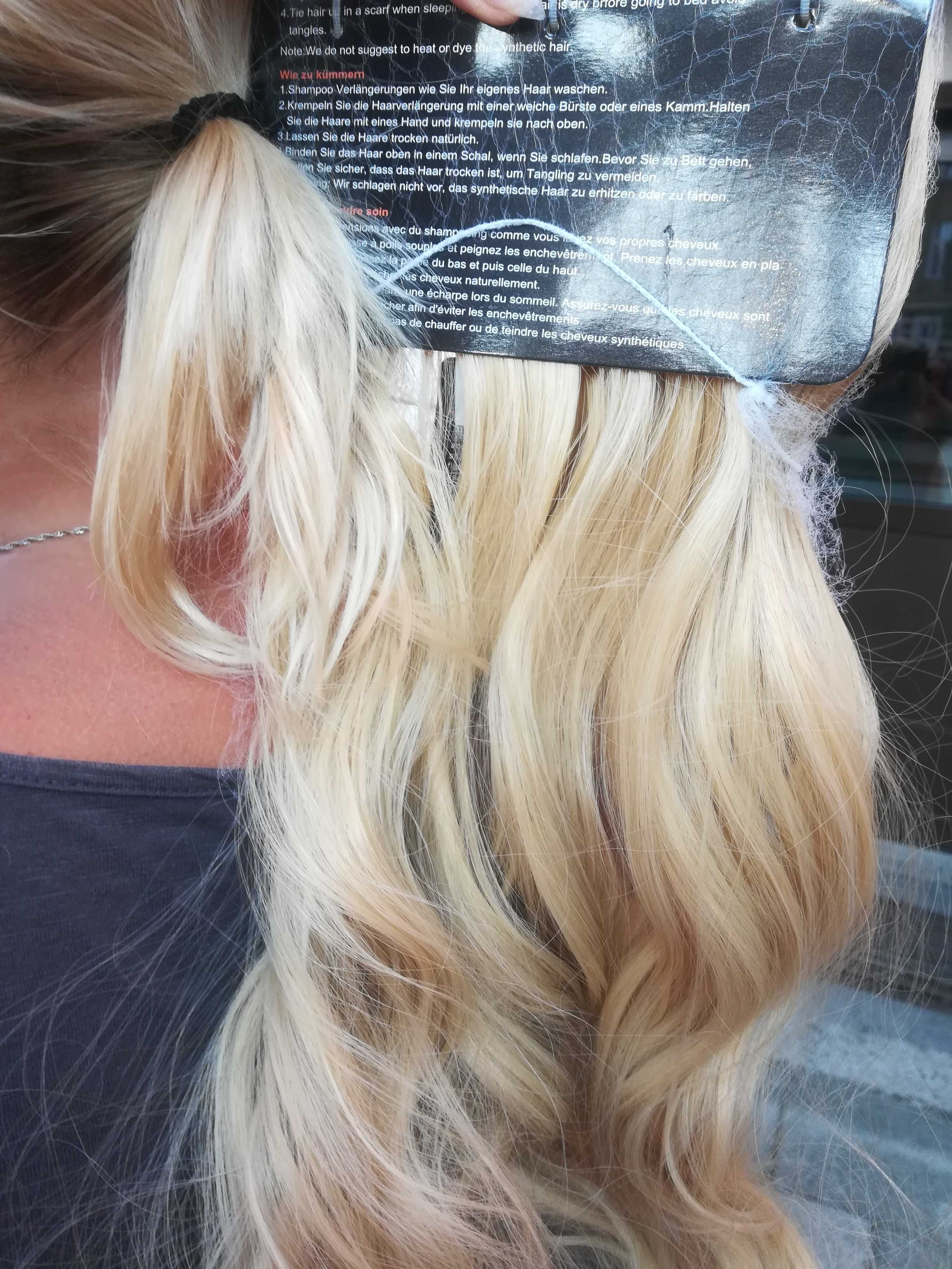 Doczepiane włosy clip in złoty blond 55 cm 8 tresek