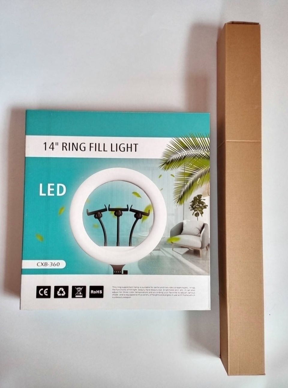 Кольцевая LED-лампа QX-360 36 см 3 крепления + 2м штатив