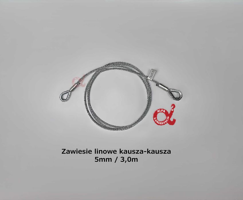 Zawiesie linowe kausza-kausza; 5mm 3,0m 250kg