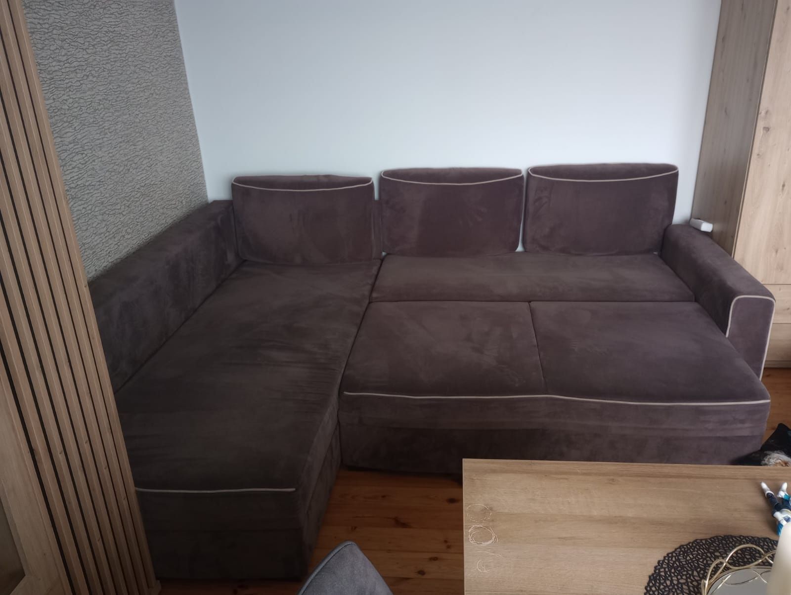Narożnik duża kanapa rozkładana salon