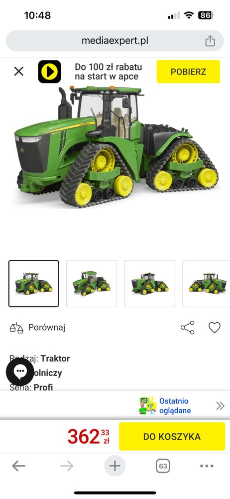 Ciągnik gąsienicowy John Deere 9620RX - Nowy, stan idelany