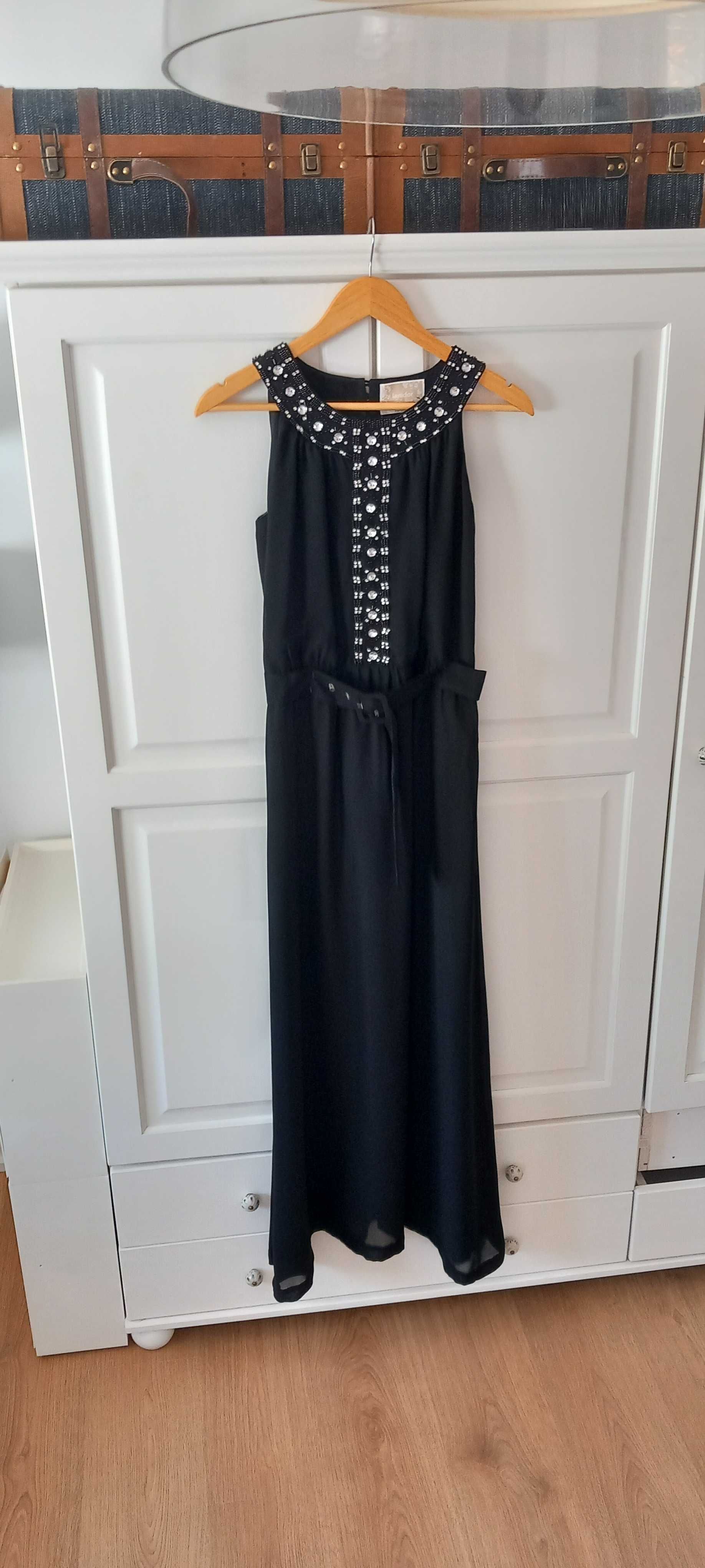 Vestido maxi com pedraria e missangas + cinto como novo Lanidor