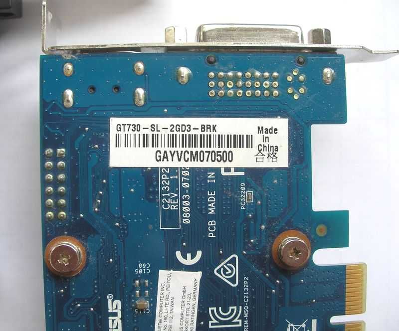 Видеокарта NVidia GeForce GT 730 (2 ГБ DDR3) низкопрофильная