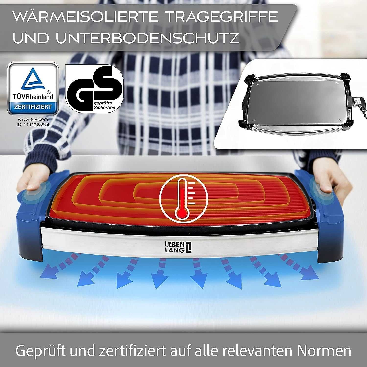 LEBENLANG Grill elektryczny z TUV i GS 2200 Watt
