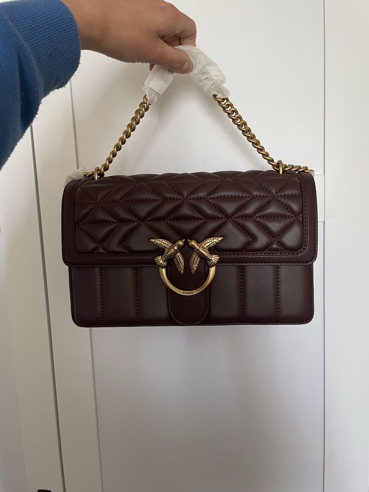 PINKO Bordowa brązowa torebka Love One Classic DC NOWAu