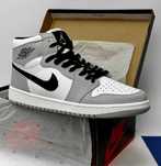 Мужские Кроссовки Найк Air Jordan серые кожаные высокие Nike