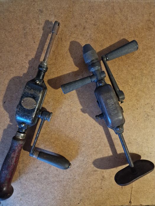 Wiertarki ręczne korbowe retro PRL – komplet 2 szt.