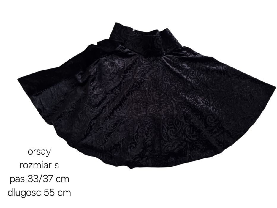 Czarna welurowa spódniczka orsay rozmiar S 36
