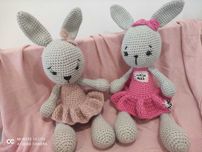 32cm króliczka, maskotka, przytulanka, handmade, na szydełku