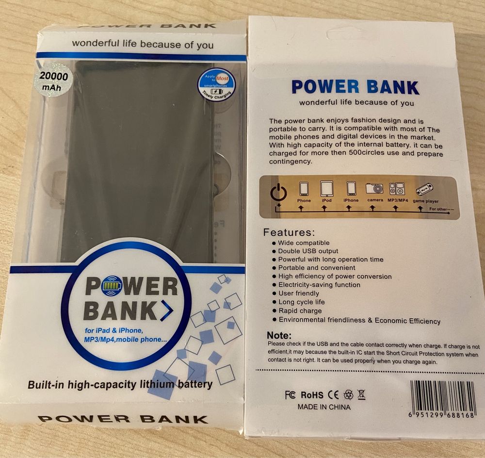 Power bank ładowarka 20000mAh x2