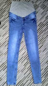 Spodnie ciążowe jeans rurki skinny fit niebieskie przecierane
