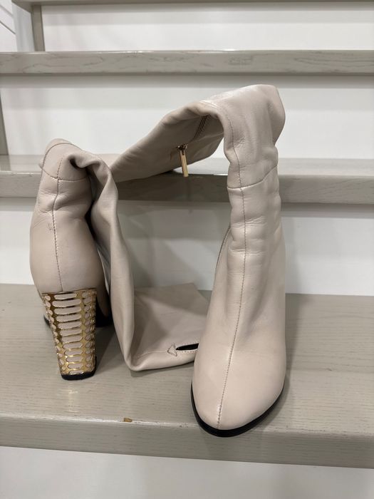 Чоботи , ботфорти на підборах , шкіра , зима